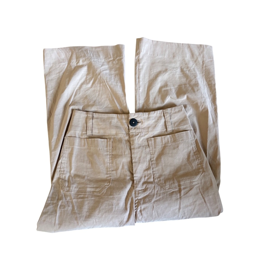 Maeve Wide Leg Pants in Light Beige